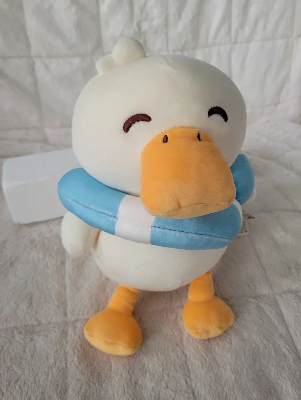 Miniso Plush Yellow Duck with Blue Life Ring Stuffed Animal